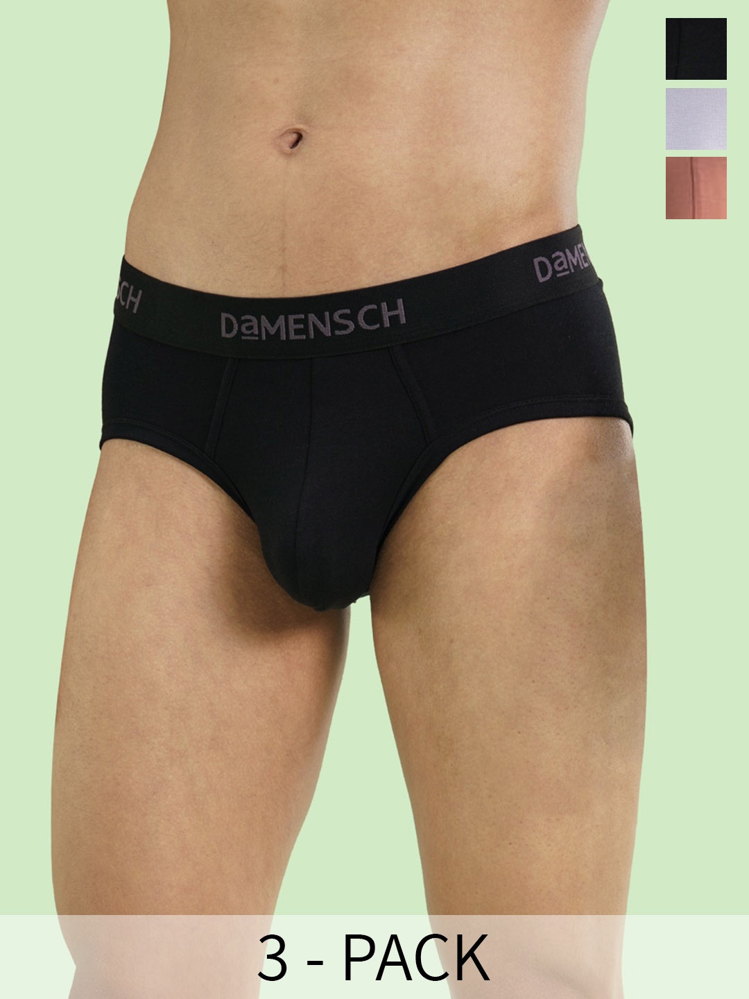 

DAMENSCH Pack of 2 Outer-Elastic Briefs BR1051-MX1998, Black