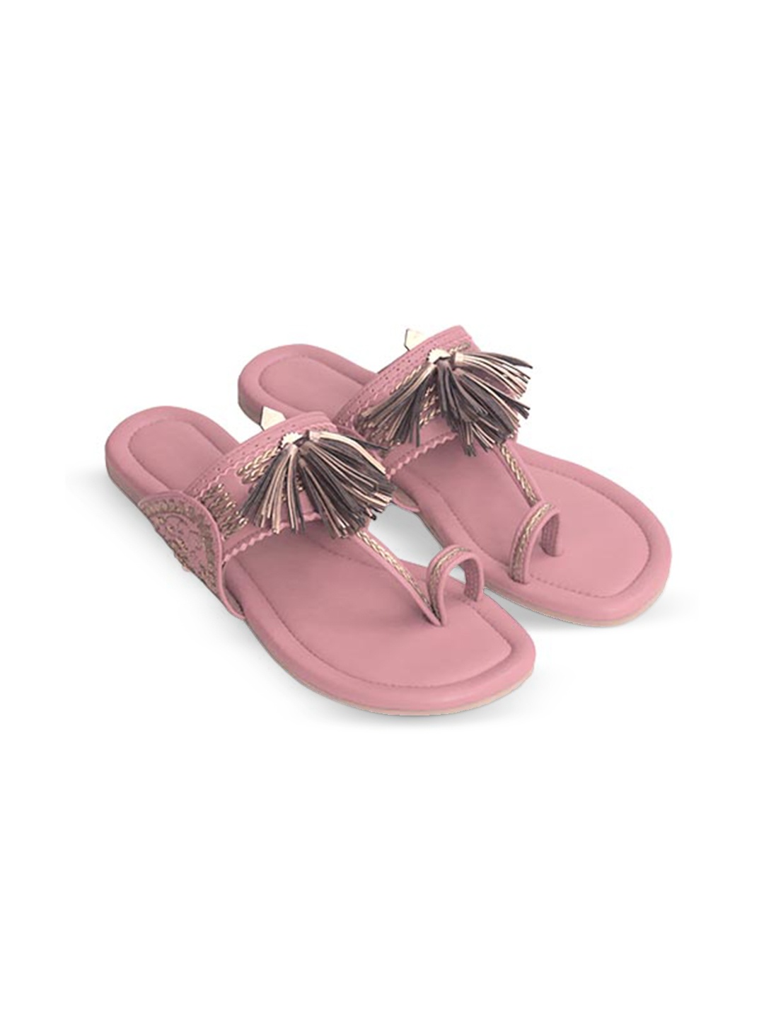 

Aprajita Toor Women Ethnic One Toe Flats with Tassels, Pink