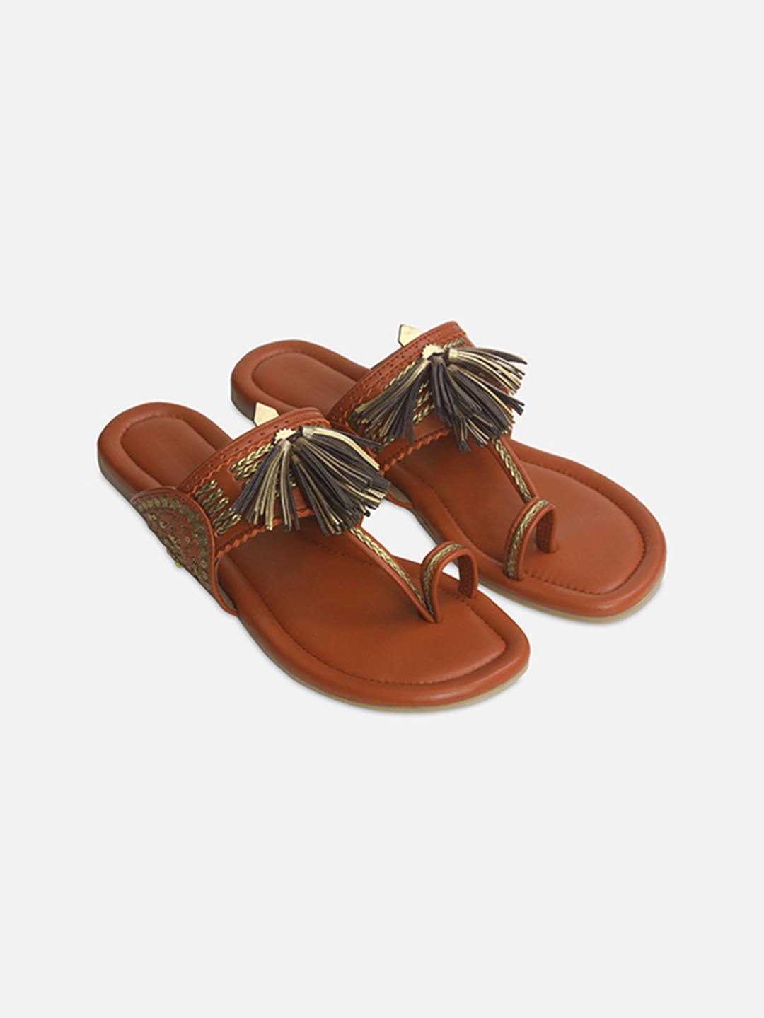 

Aprajita Toor Women Ethnic One Toe Flats with Tassels, Orange