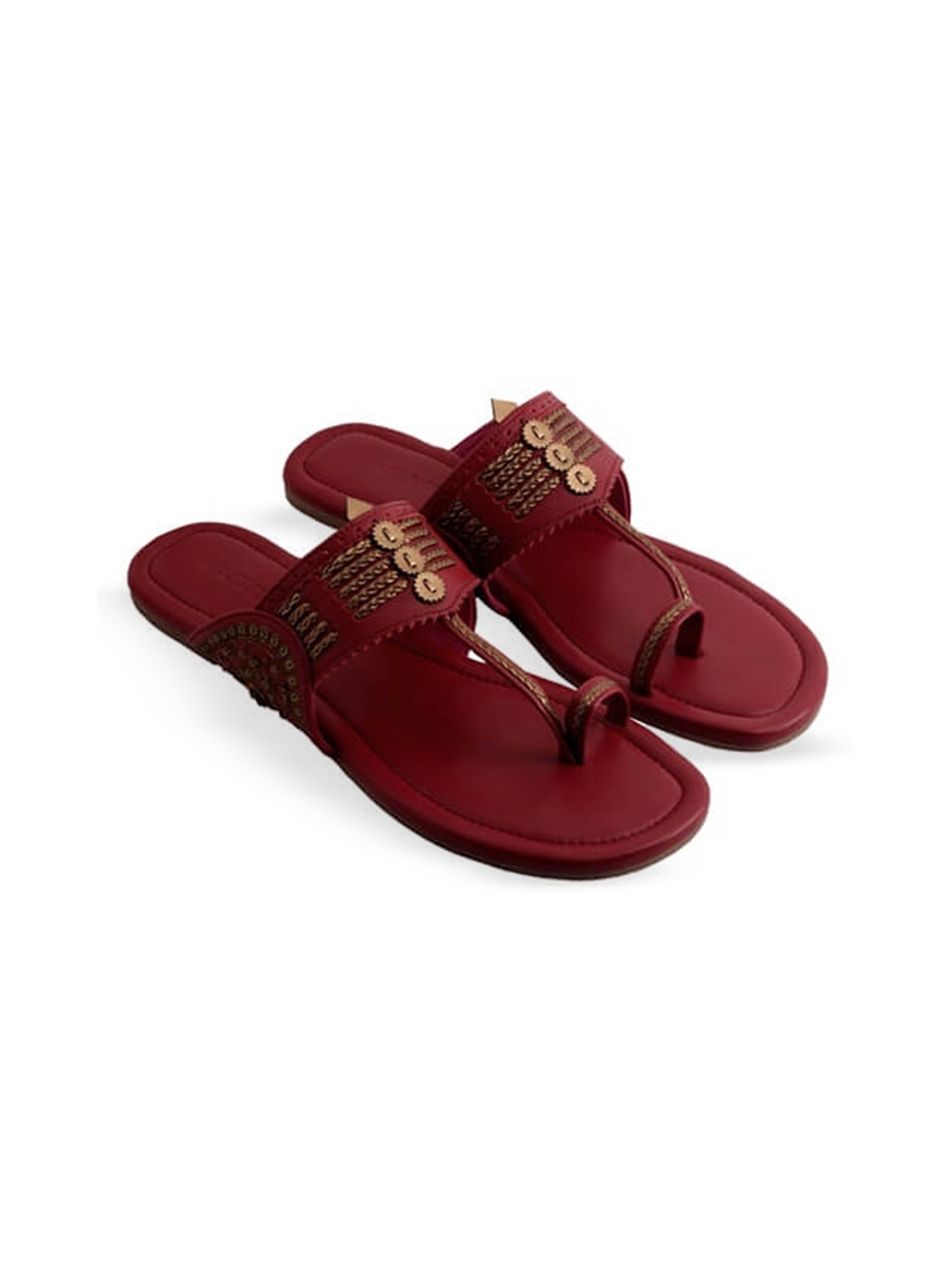 Aprajita Toor Women Ethnic One Toe Flats with Buckles, Maroon
