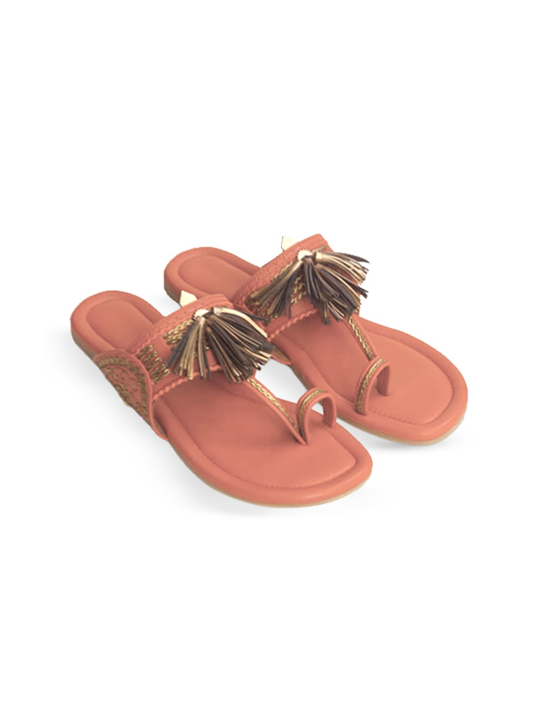 

Aprajita Toor Women Ethnic One Toe Flats with Tassels, Peach