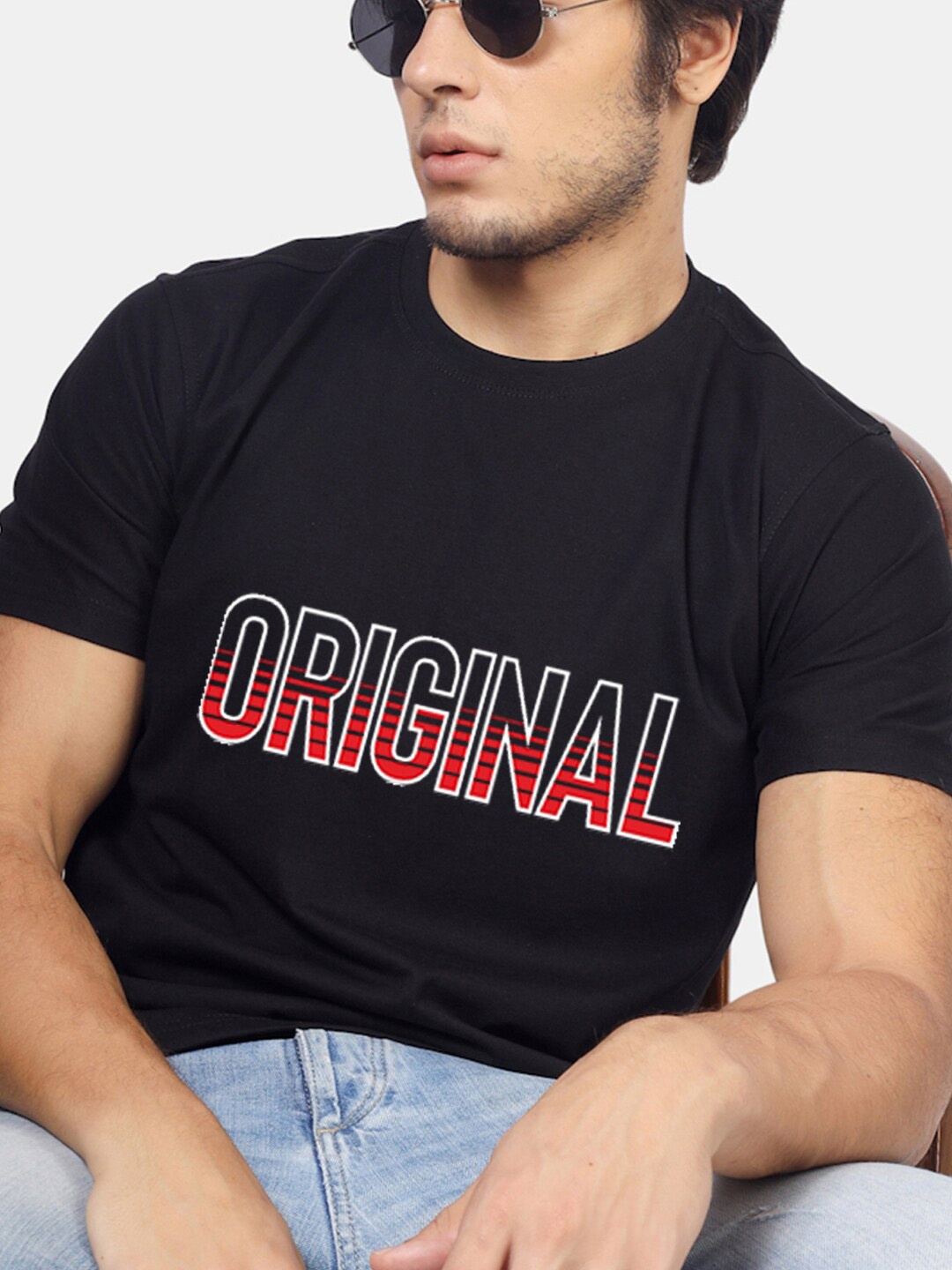 

Greylongg Typography Printed Cotton T-shirt, Black