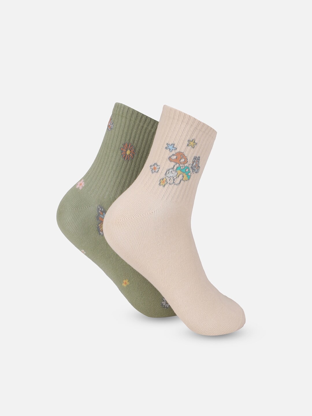 

AMERICAN EAGLE OUTFITTERS Pack Of 2 Patterned Calf-Length Socks, Pink