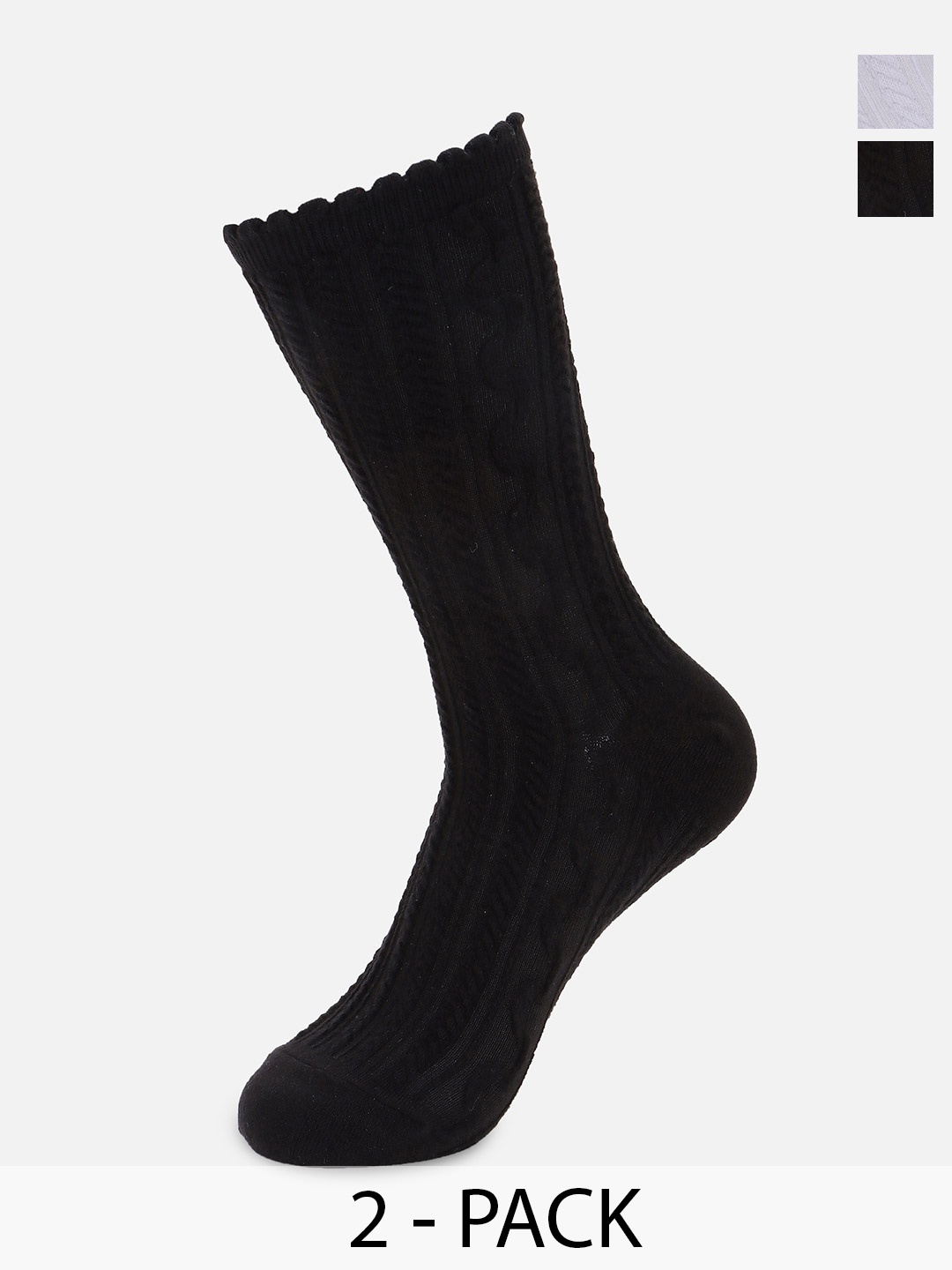 

AMERICAN EAGLE OUTFITTERS Women Pack Of 2 Textured Calf Length Socks, Black