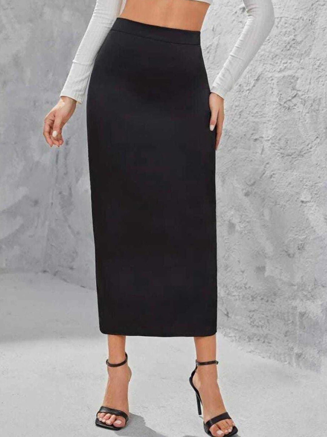 

Femvy High-Low Pencil Midi Skirt, Black