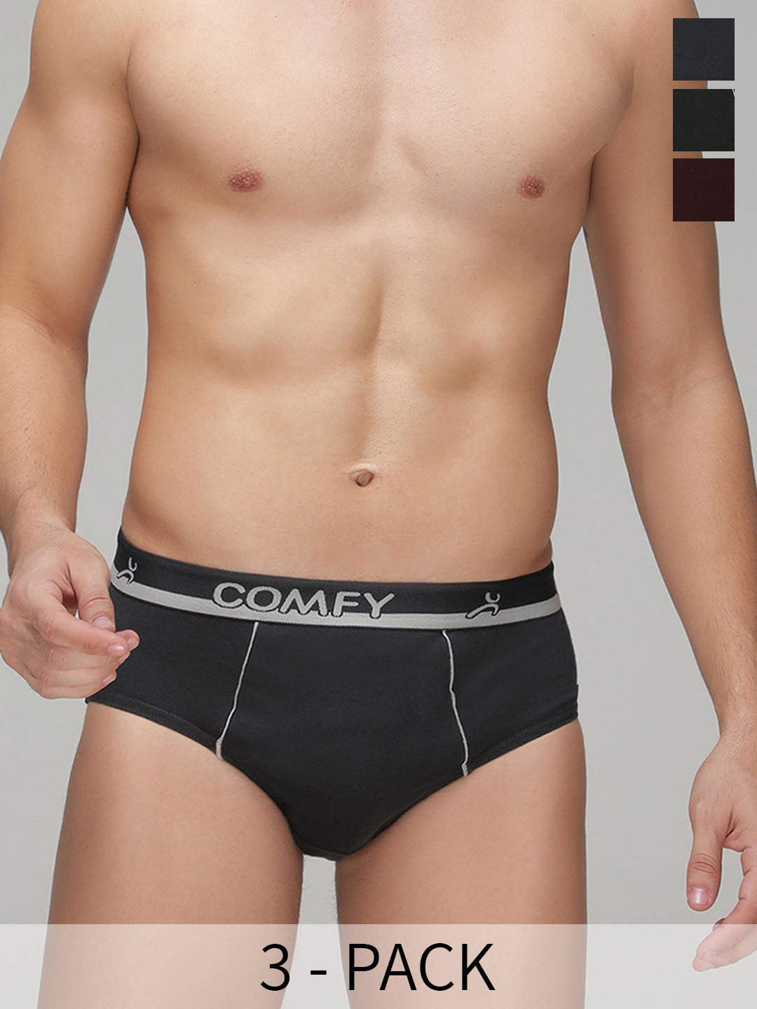

AMUL COMFY Pack Of 3 Mid Rise Pure Cotton Basic Briefs AC-CBRIOE-OL-CH-RW-XL-3PC, Olive
