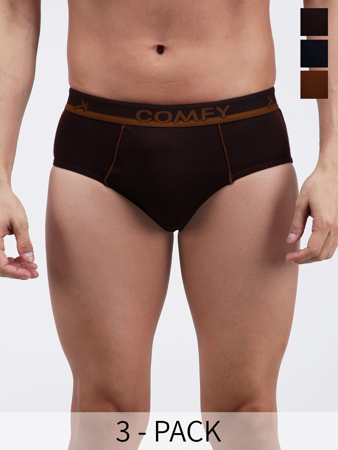

AMUL COMFY Pack Of 3 Mid Rise Pure Cotton Basic Briefs AC-CBRIOE-CB-NY-LBR-XL-3PC, Coffee brown