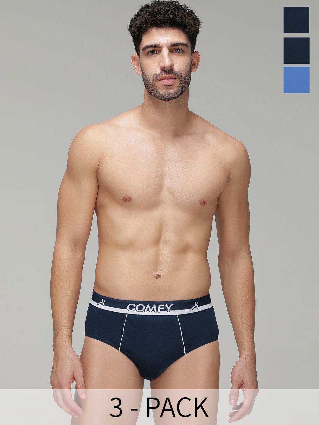 

AMUL COMFY Pack Of 3 Mid Rise Pure Cotton Basic Briefs AC-CBRIOE-SB-AF-CB-XL-3PC, Navy blue