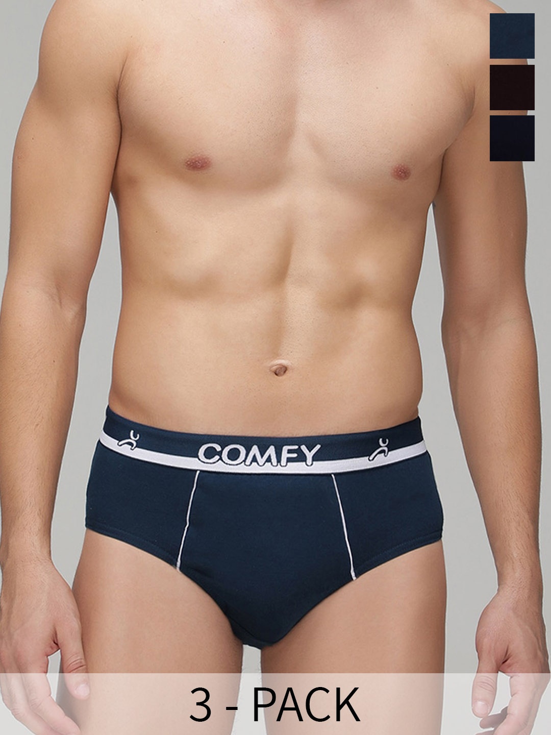 

AMUL COMFY Pack Of 3 Pure Cotton Basic Briefs-AC-CBRIOE-AF-CB-NY-S-3PC, Blue