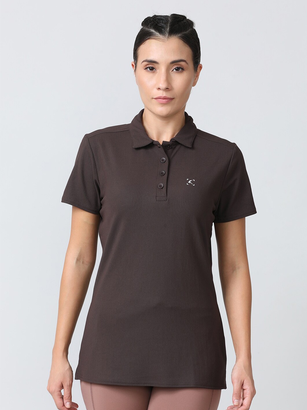 

Lovable Sport Polo Collar Short Sleeves T-shirt, Coffee brown