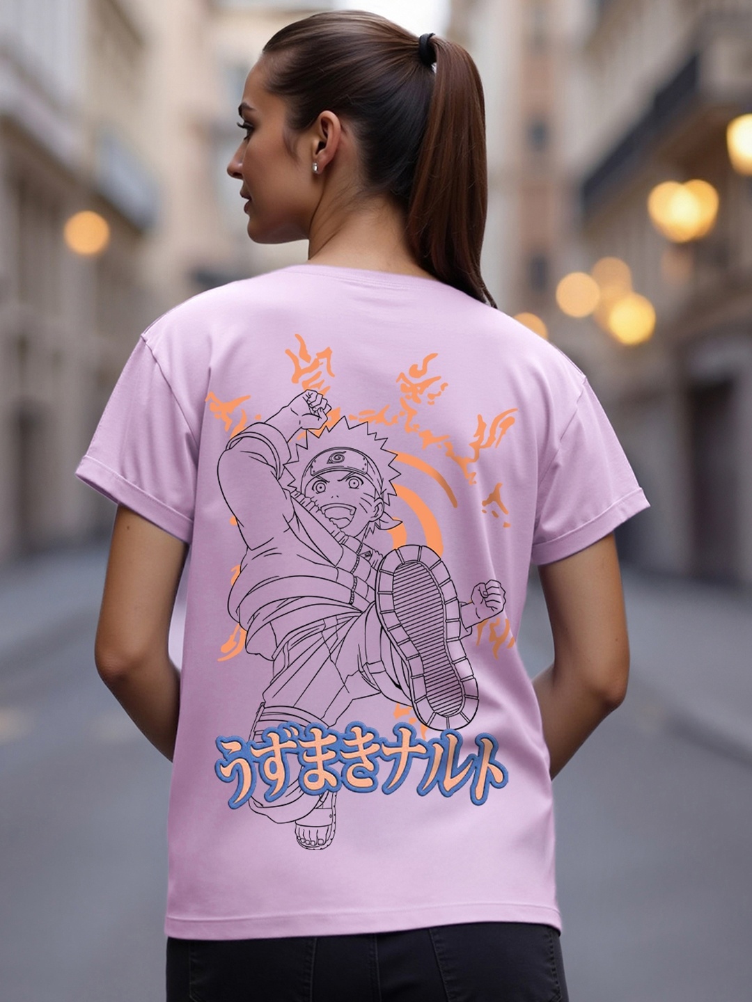 

Bewakoof Women Graphic Printed Pure Cotton Boyfriend T-shirt, Purple