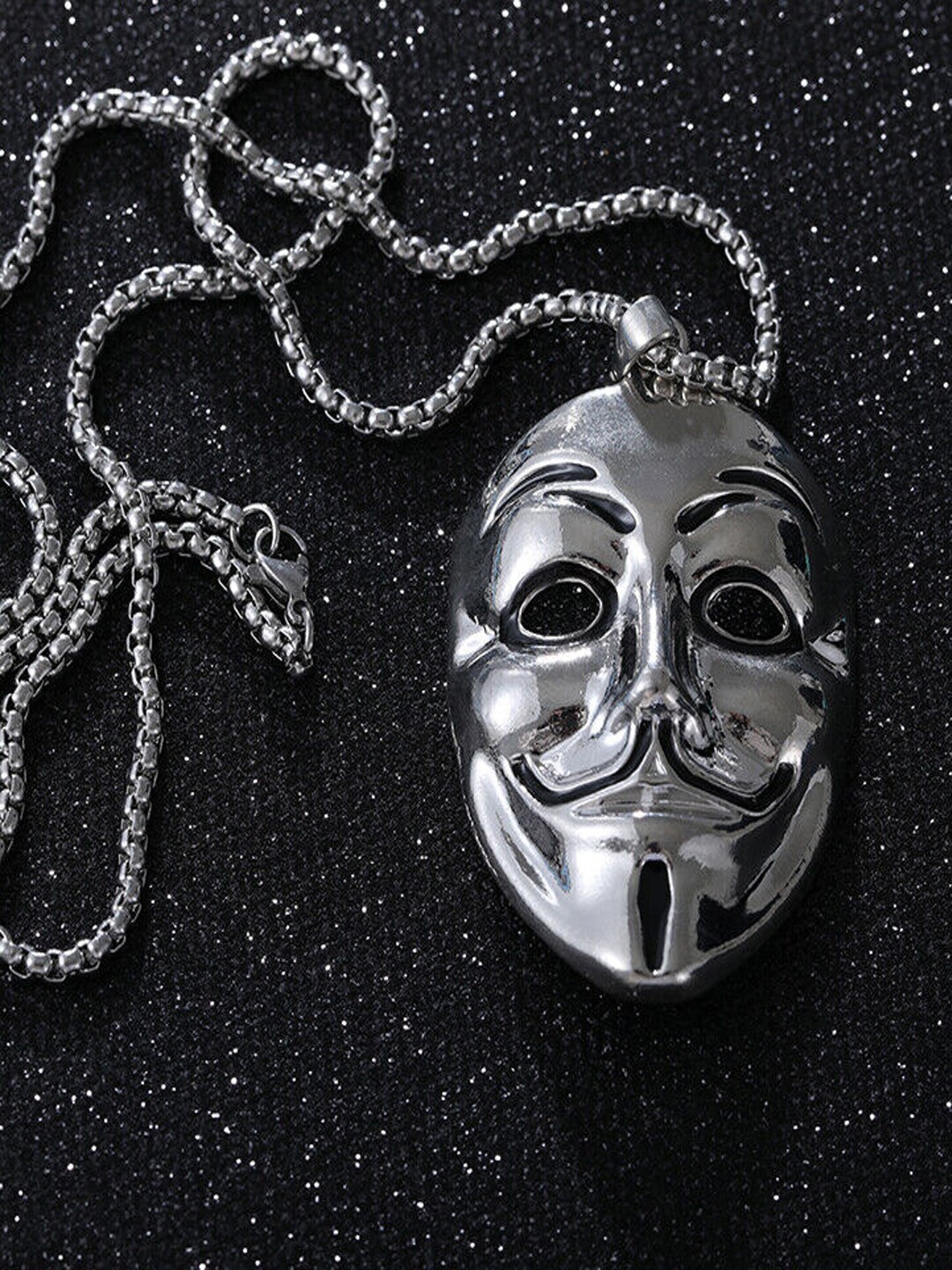 

Krelin Men Silver-Plated Quirky Mask Pendants With Chains