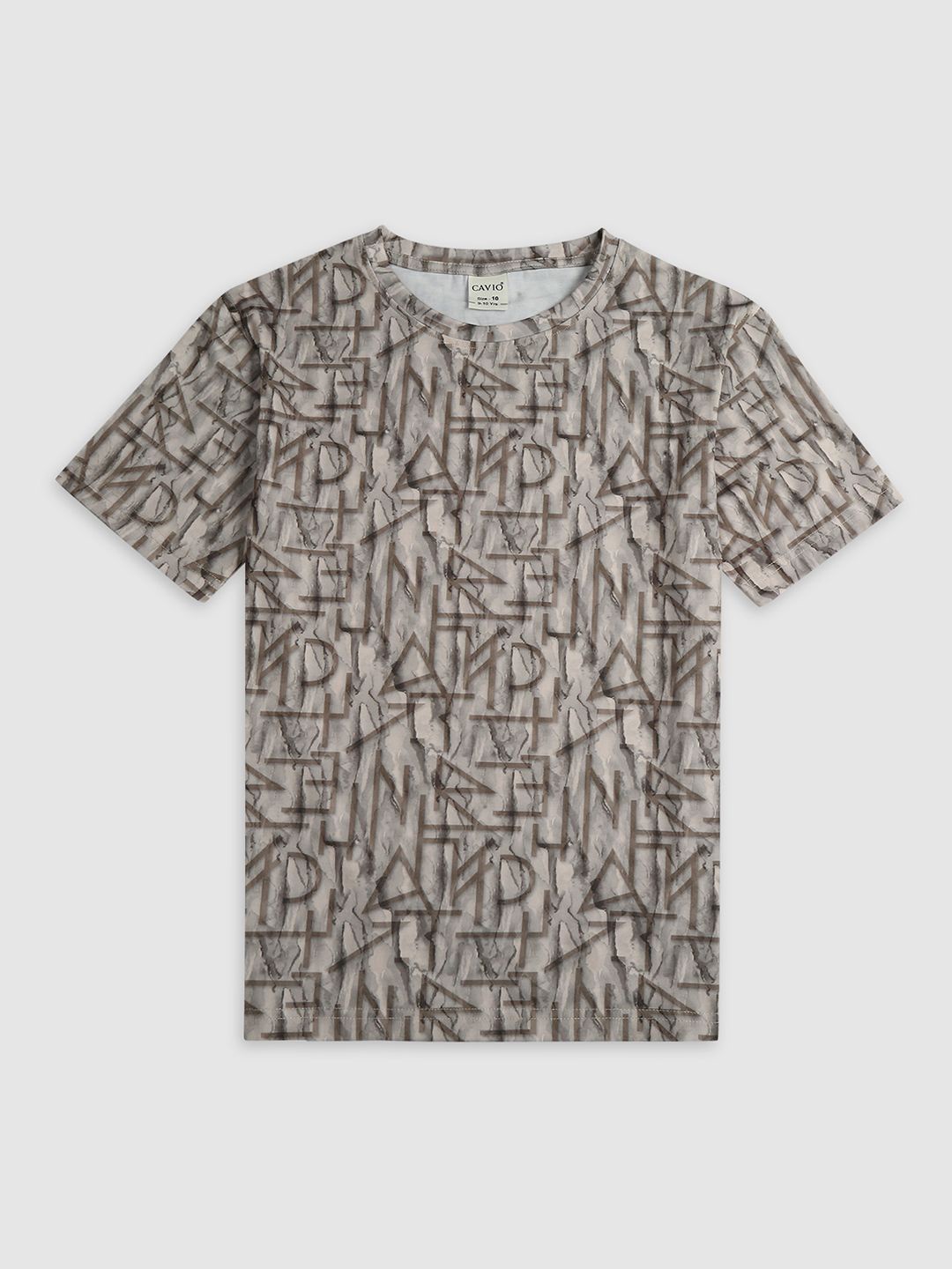 

CAVIO Boys Abstract Printed Cotton T-shirt, Khaki