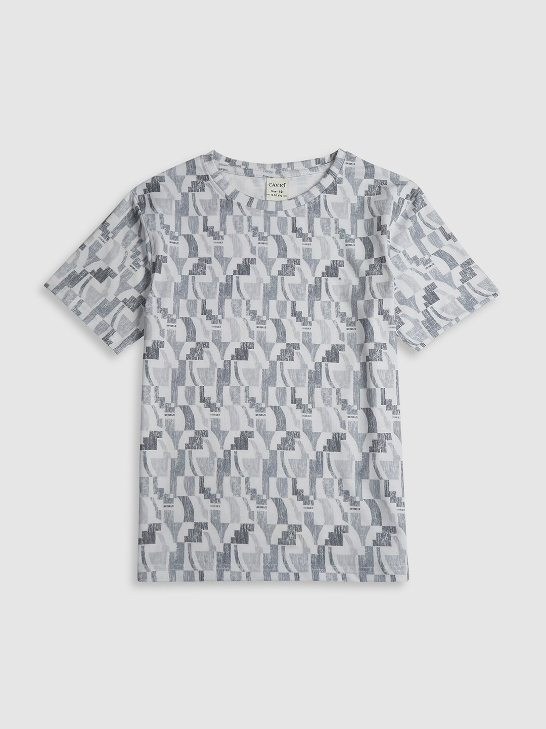 

CAVIO Boys Abstract Printed Cotton T-shirt, Grey