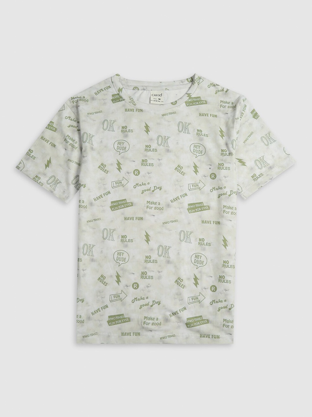 

CAVIO Boys Conversational Printed Cotton T-shirt, Green