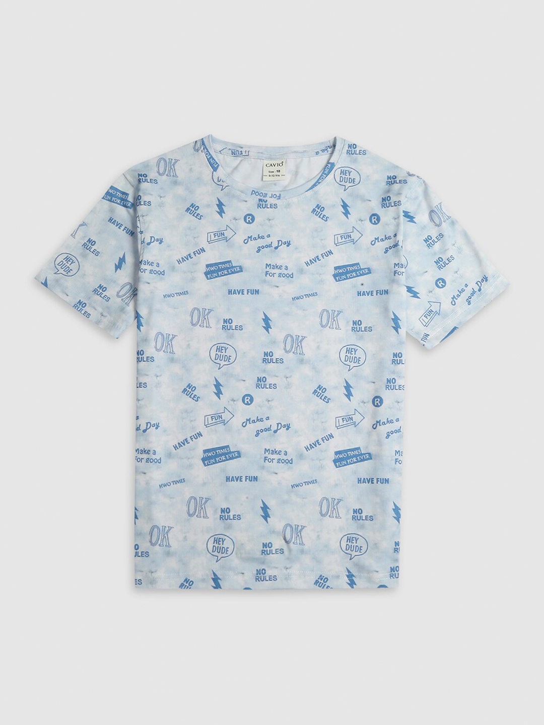 

CAVIO Boys Conversational Printed Cotton T-shirt, Blue