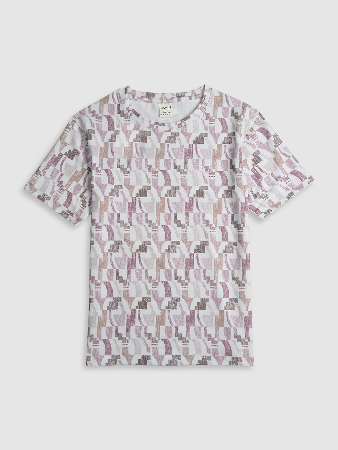 

CAVIO Boys Abstract Printed Cotton T-shirt, Magenta