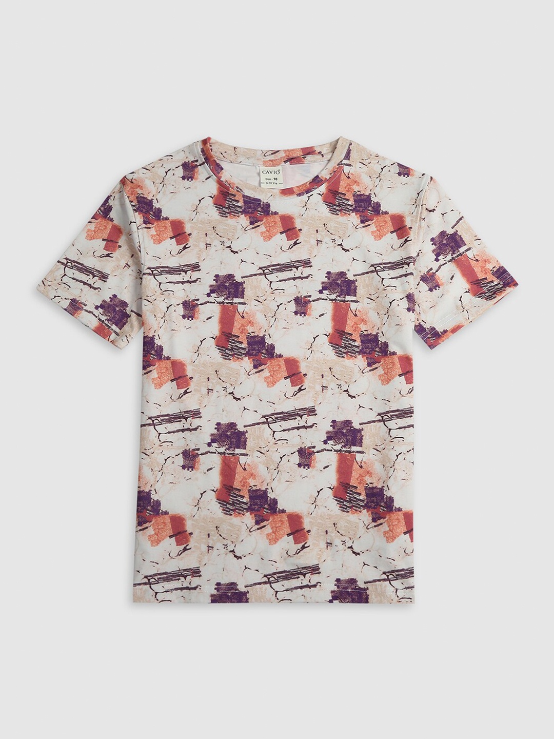 

CAVIO Boys Abstract Printed Cotton T-shirt, Rust