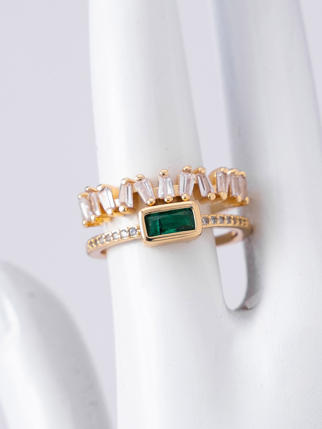 

SWASHAA 18K Gold-Plated CZ Studded Finger Ring