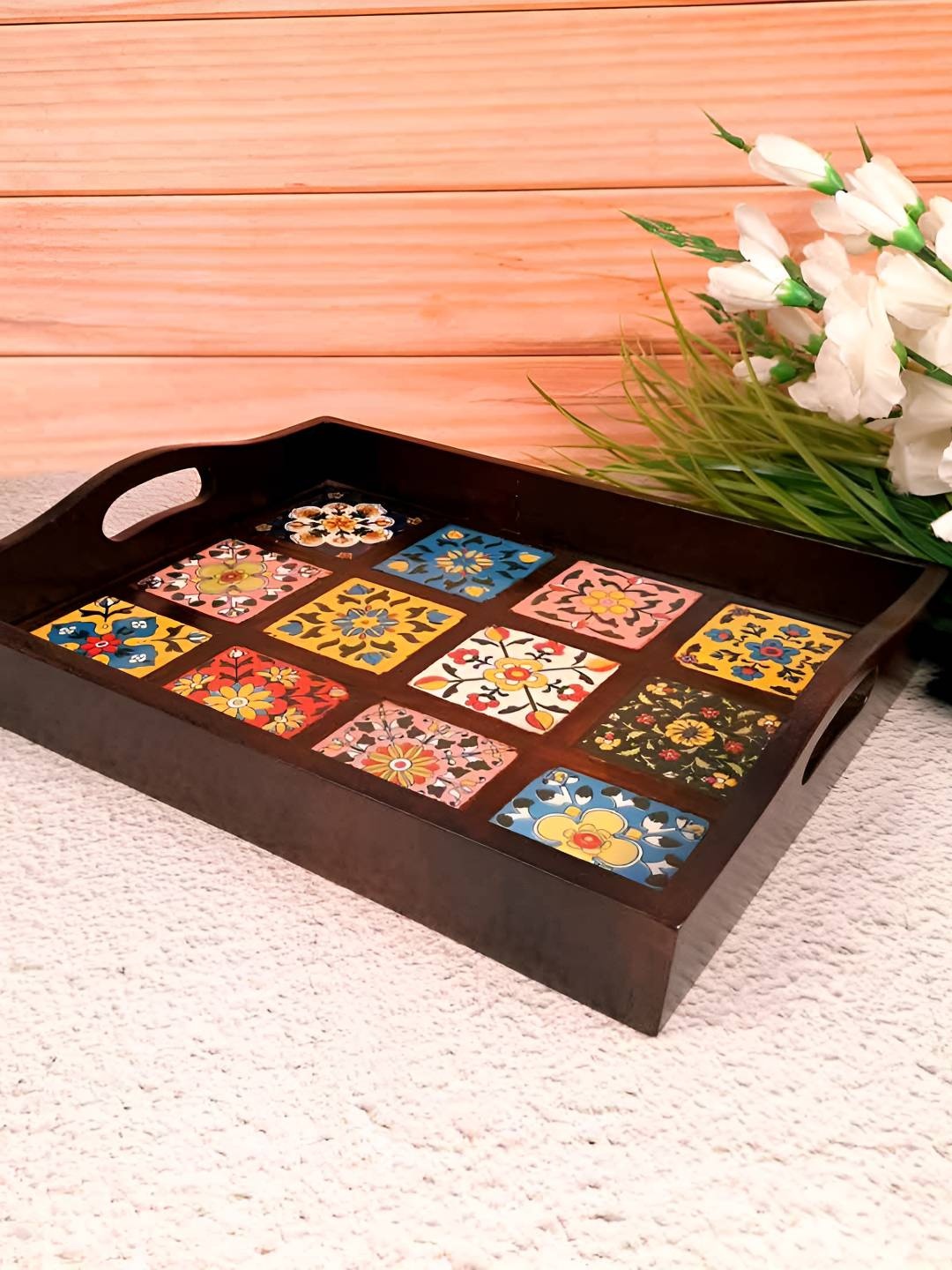 

apka mart Brown Wooden Serving Tray