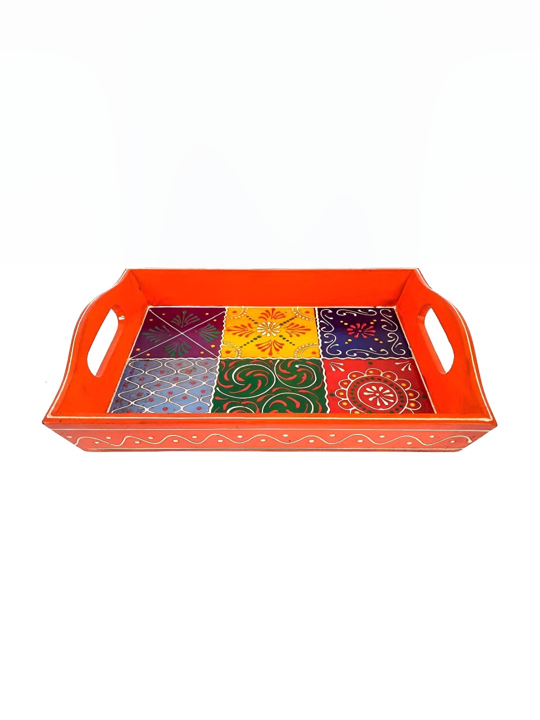 

apka mart Red Printed Wooden Serving Tray