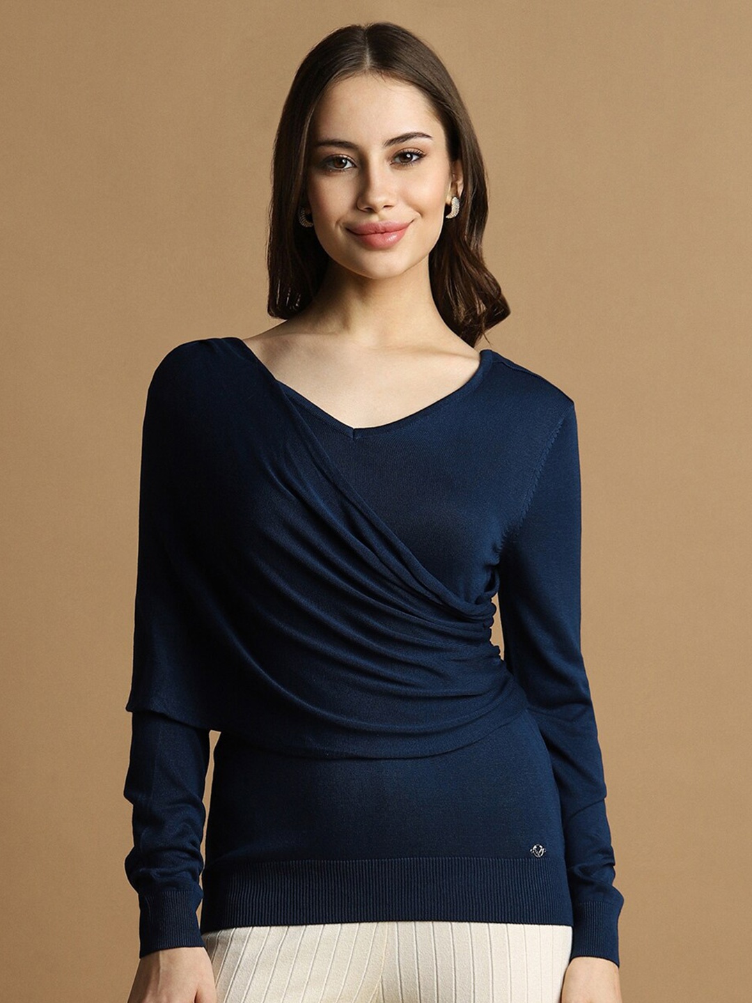 

Allen Solly V Neck Casual Top, Navy blue