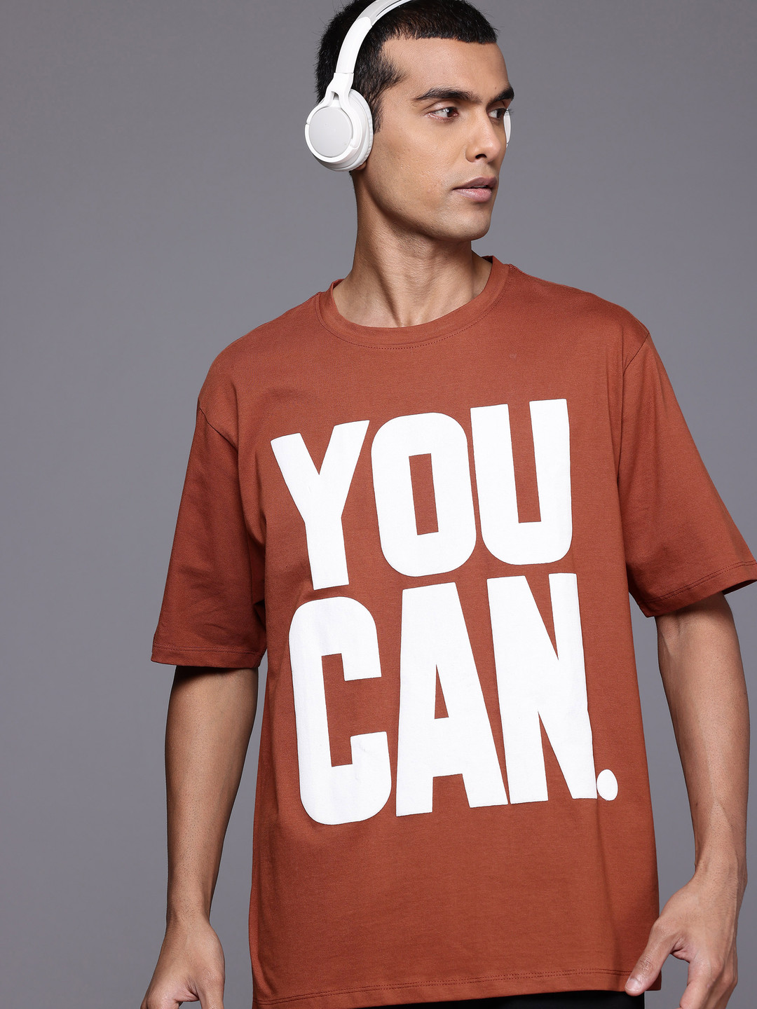 

HRX by Hrithik Roshan Men Typography Printed Oversized T-shirt, Rust