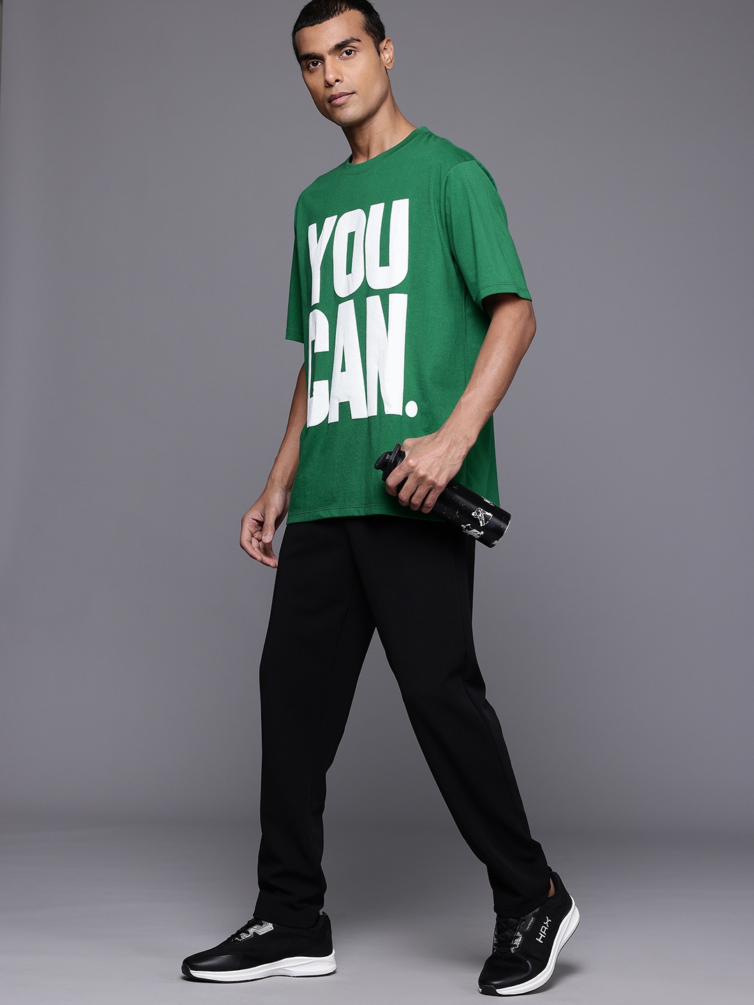 

HRX by Hrithik Roshan Men Typography Printed Oversized T-shirt, Green