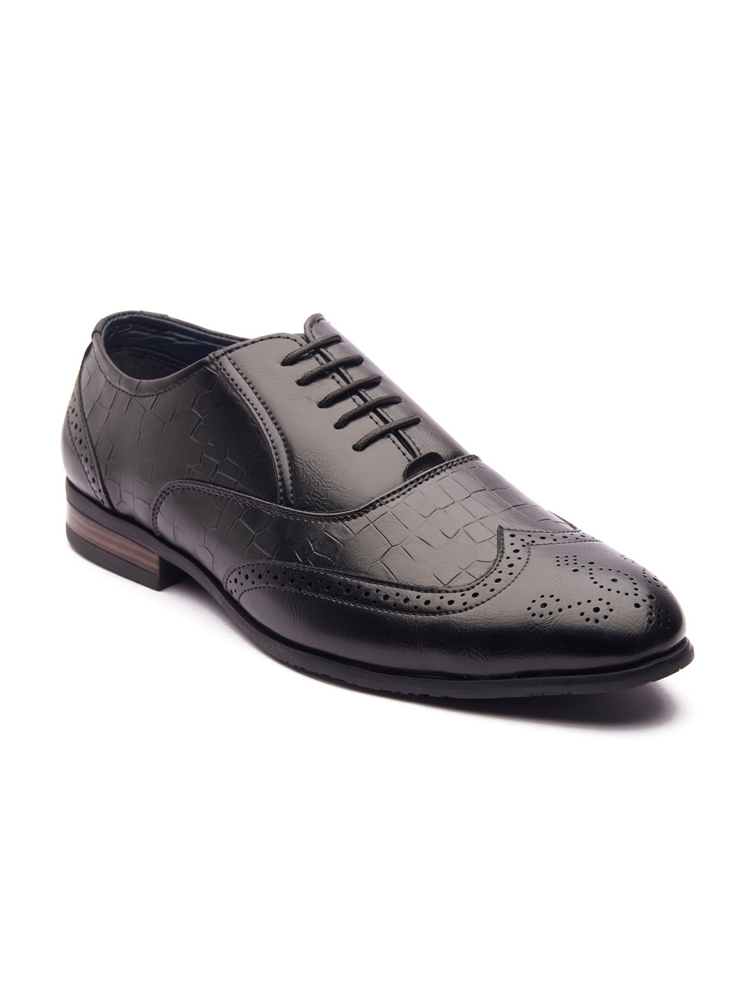 

MICHAEL ANGELO Men Textured Formal Brogues, Black