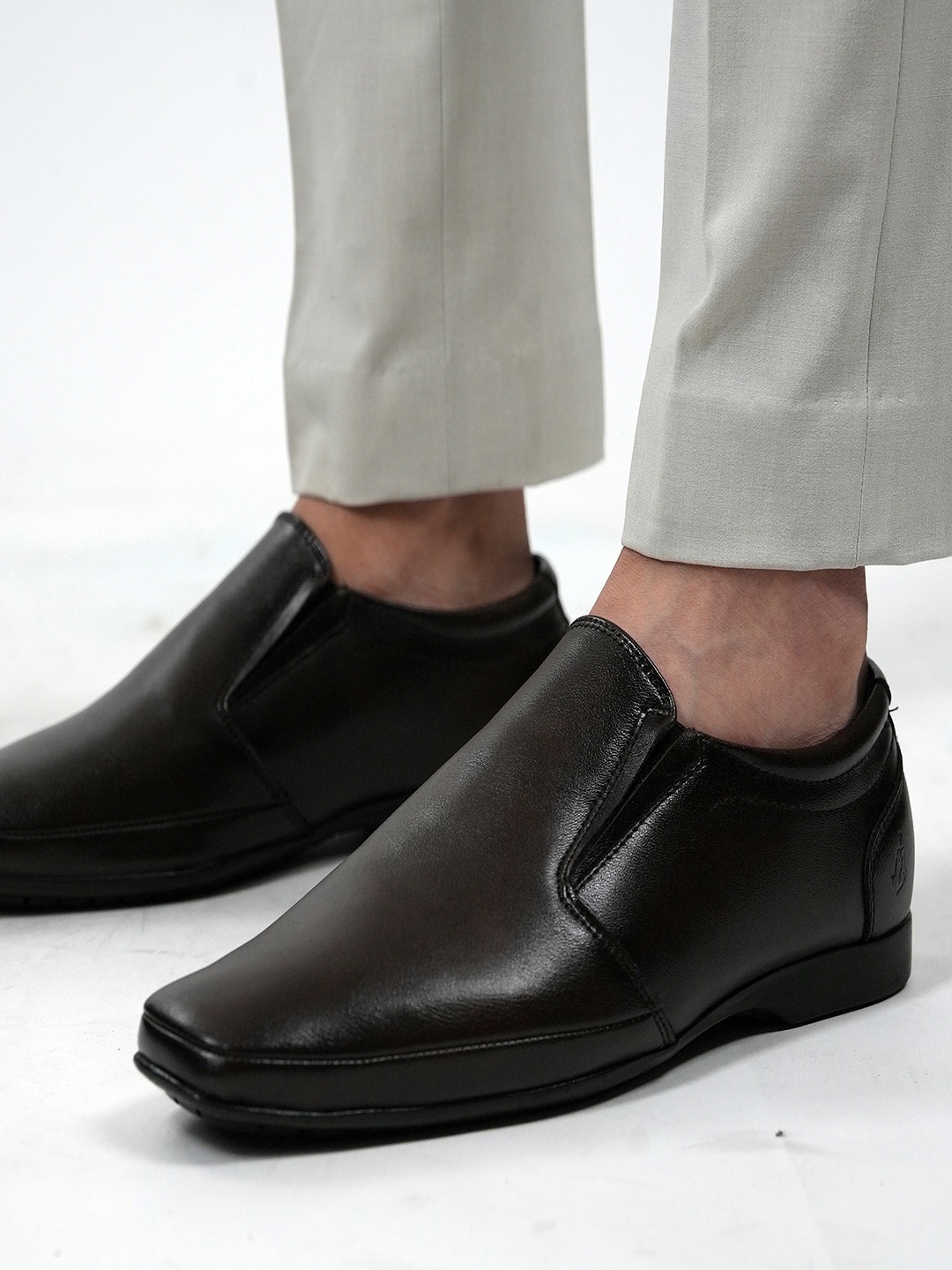 

MICHAEL ANGELO Men Leather Formal Slip-Ons, Black