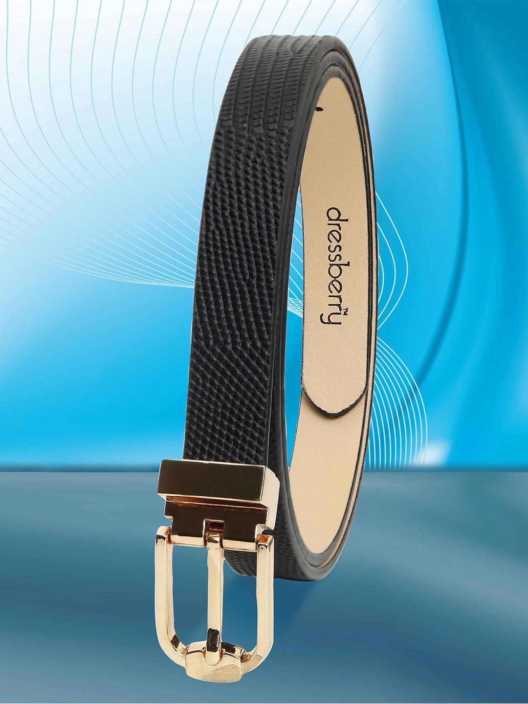 

DressBerry Women Black Textured Leather Formal Belt