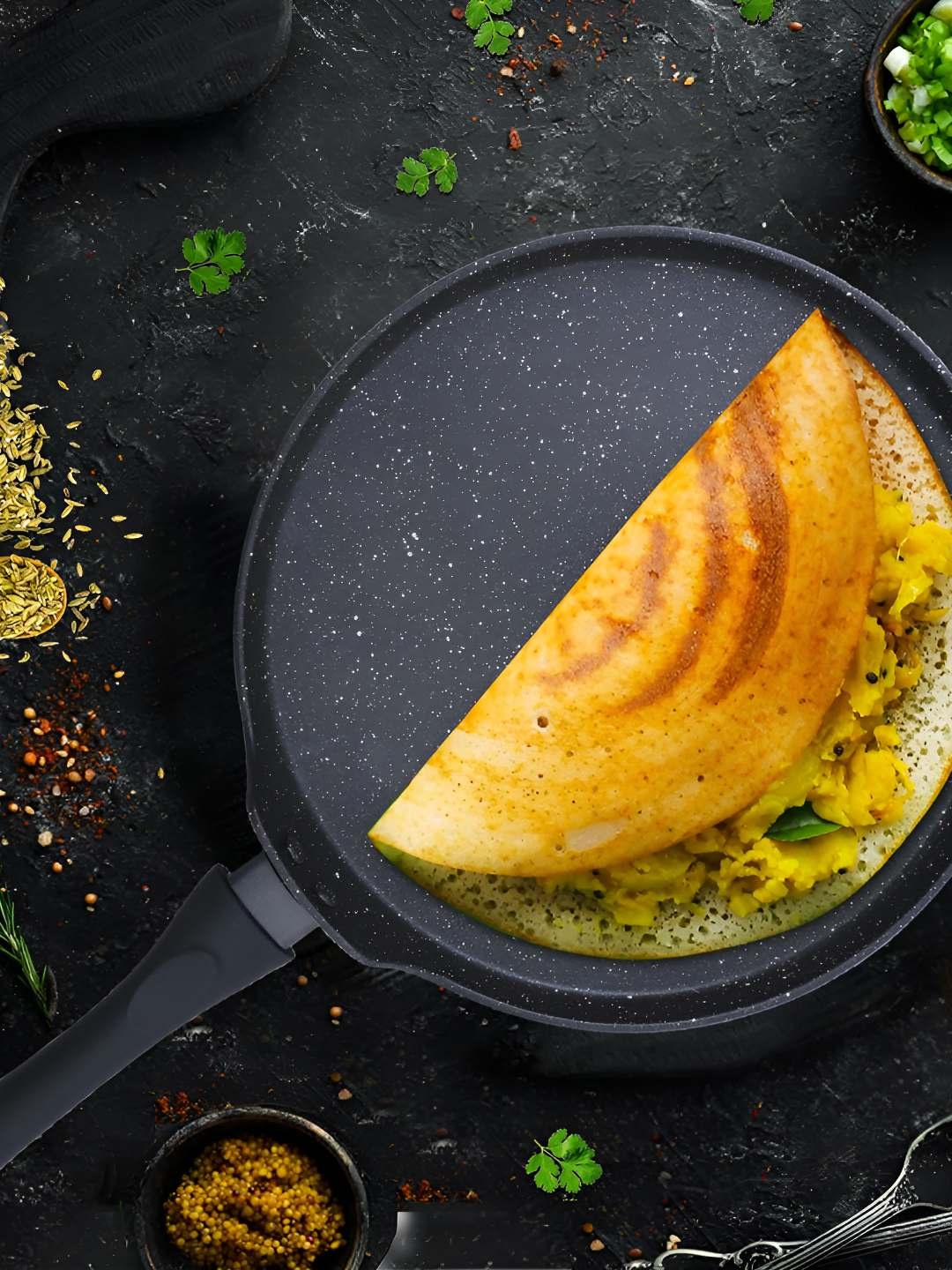 

Solara Granite Non-Stick Dosa Tawa Pan, Black