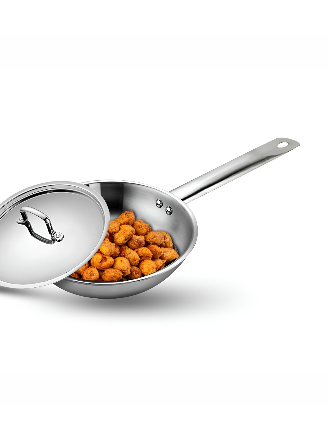 

Solara Stainless Steel Triply Frying Pan with Lid, Silver