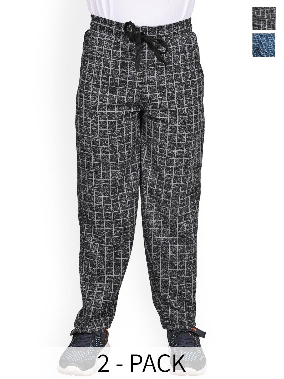 

BAESD Boys Pack Of 2 Checked Mid Rise Dry Fit Track Pants, Blue
