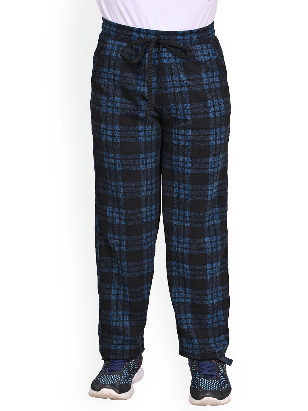 

BAESD Boys Checked Mid Rise Dry Fit Track Pants, Turquoise blue