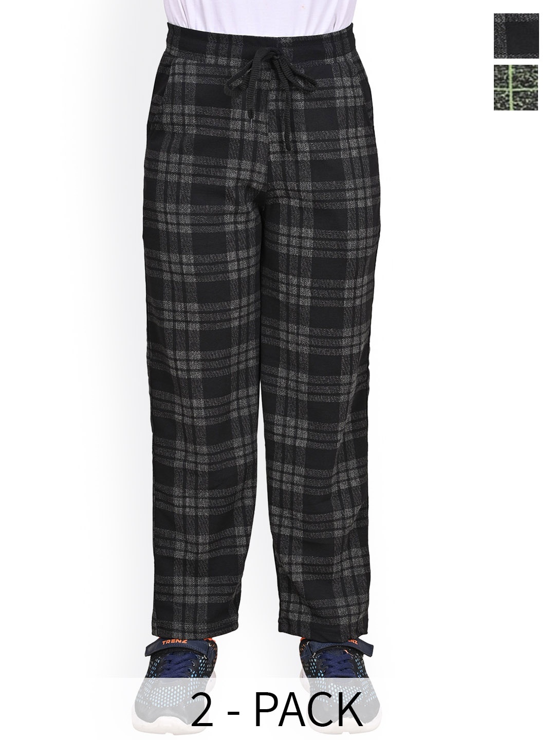 

BAESD Boys Pack Of 2 Checked Track Pants, Black