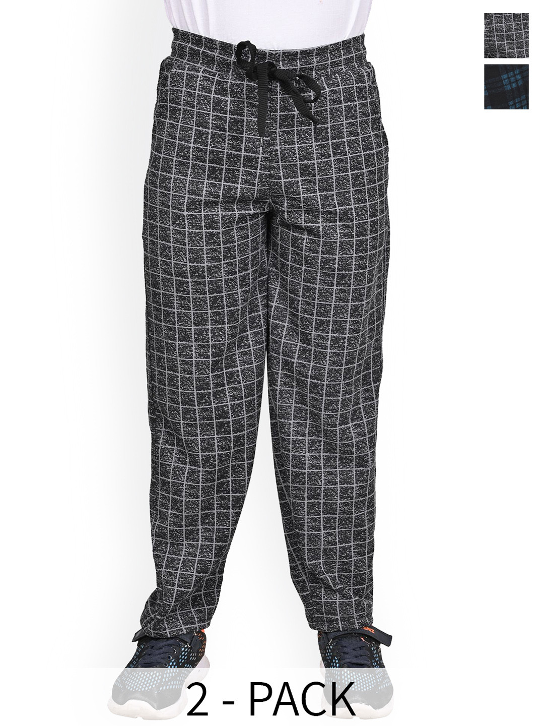 

BAESD Boys Boys Pack Of 2 Checked Track Pant, Black