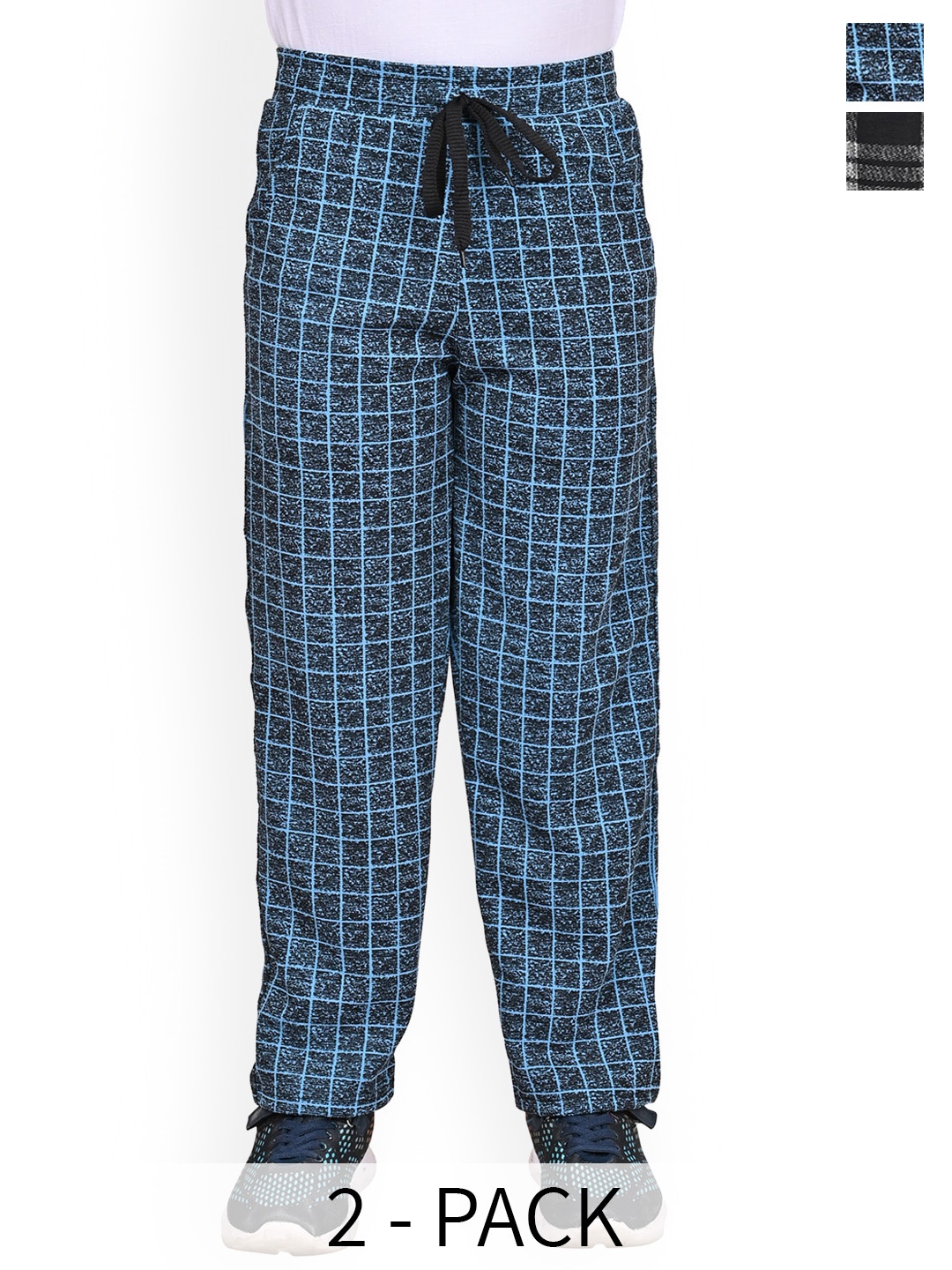 

BAESD Boys Pack Of 2 Checked Mid-Rise Track Pants, Black