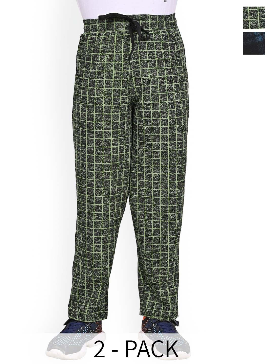 

BAESD Boys Pack Of 2 Checked Mid Rise Dry Fit Track Pants, Black