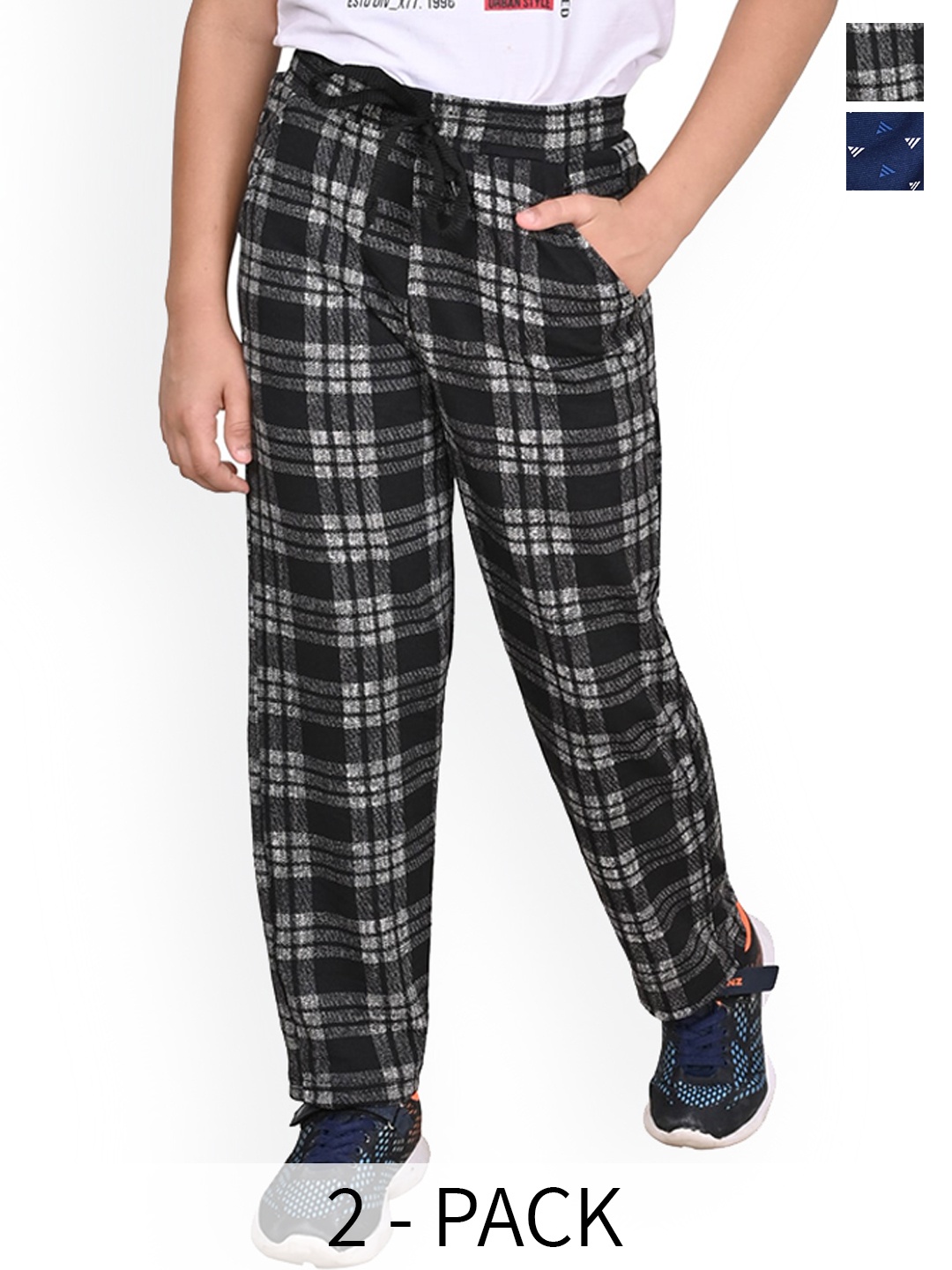 

BAESD Boys Pack Of 2 Printed Mid-Rise Track Pants, Blue