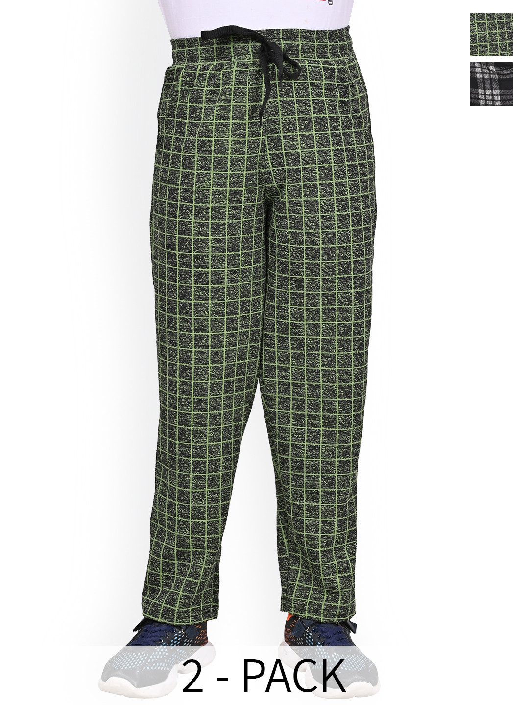 

BAESD Boys Pack Of 2 Checked Dry-Fit Track Pants, Green
