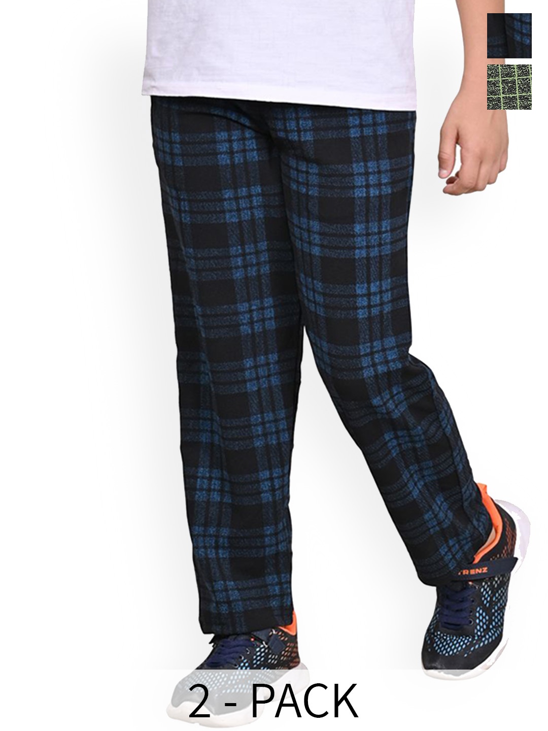 

BAESD Boys Pack Of 2 Checked Mid-Rise Dry Fit Track Pants, Black