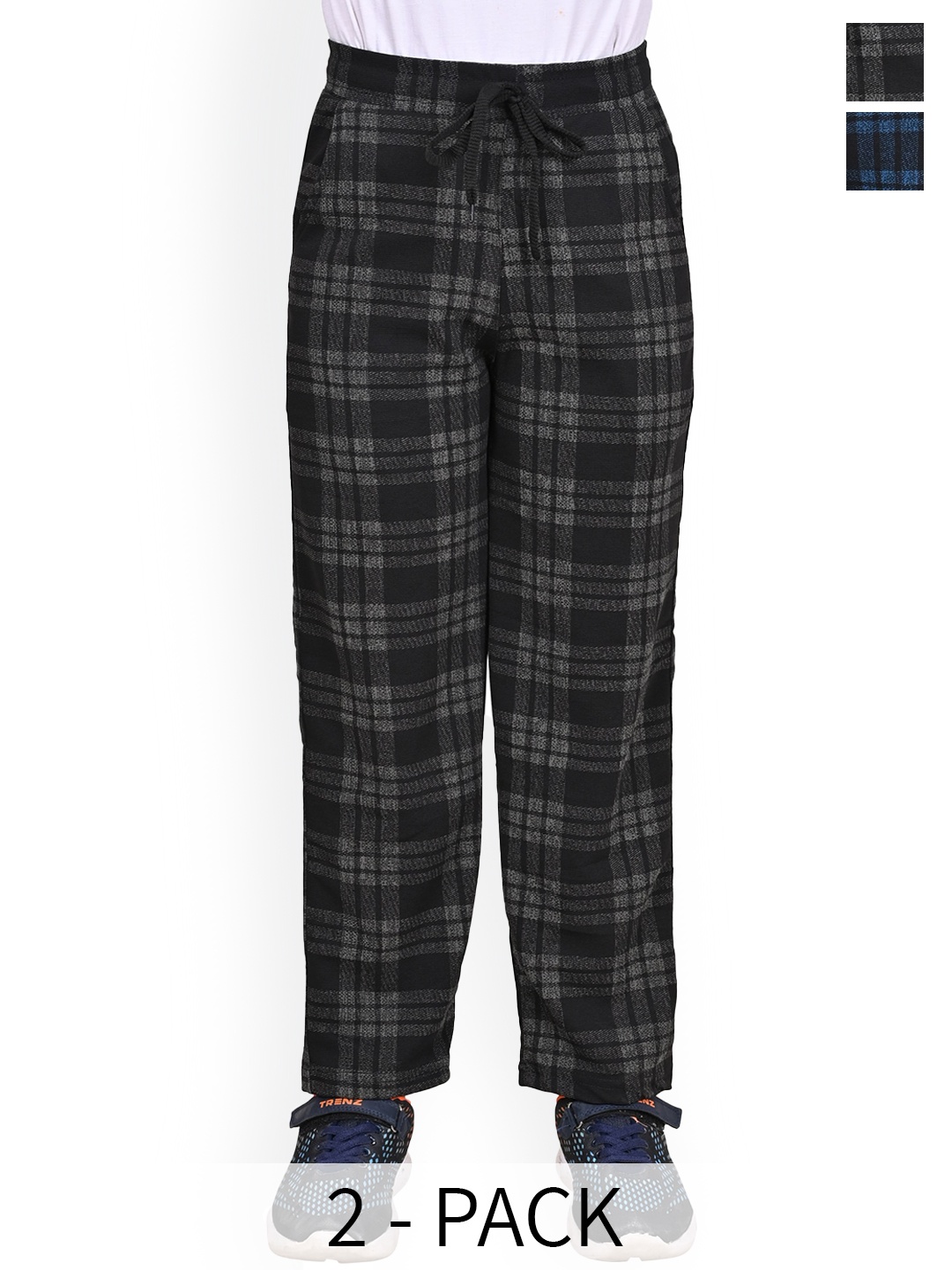 

BAESD Boys Pack Of 2 Checked Mid Rise Track Pants, Grey