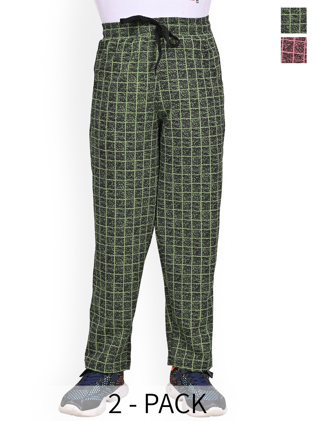 

BAESD Boys Pack Of 2 Check Printed Dry-Fit Track Pants, Green