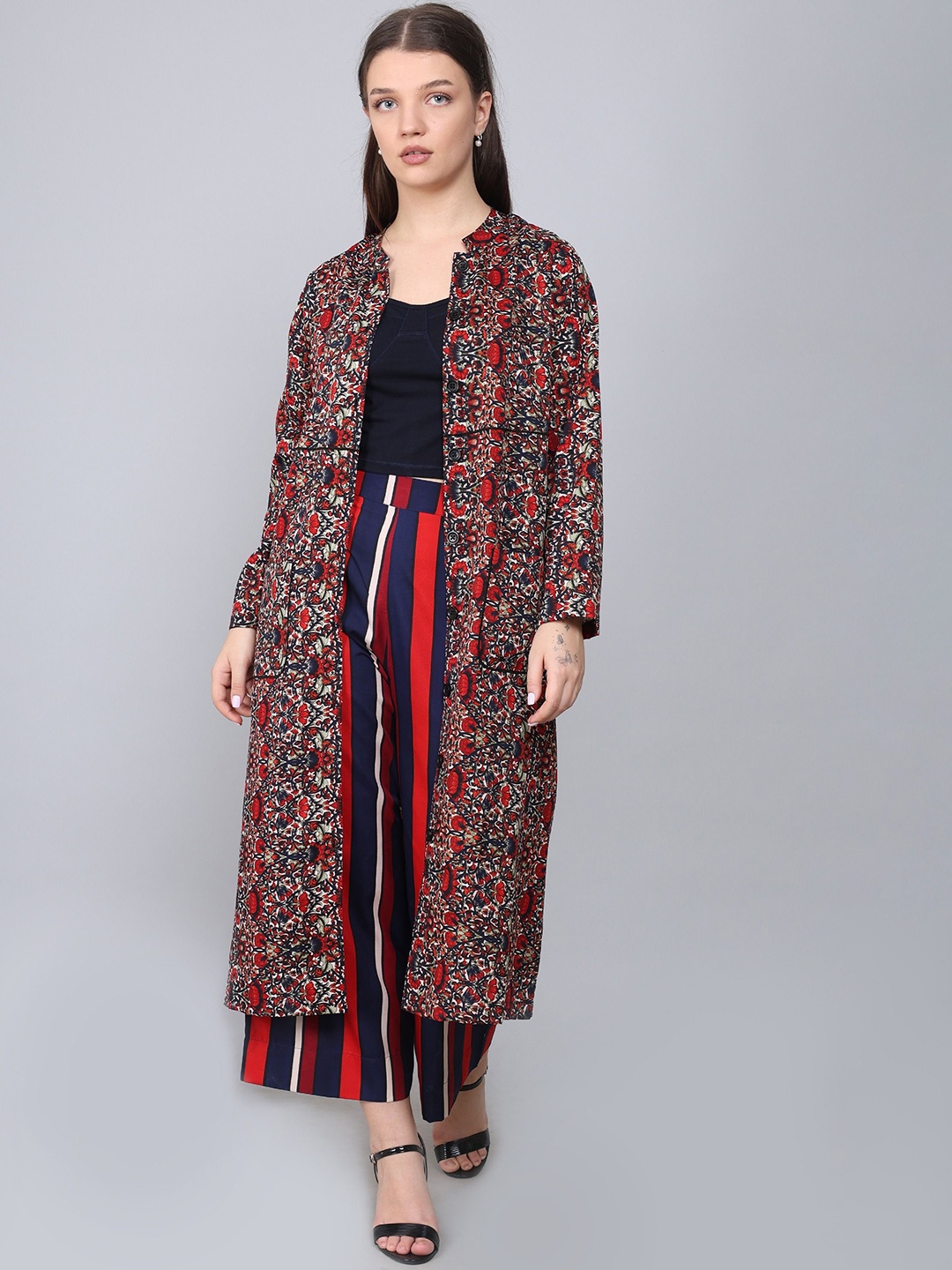 

Baawri Printed Long Sleeve Coat & Trouser Co-Ords, Red