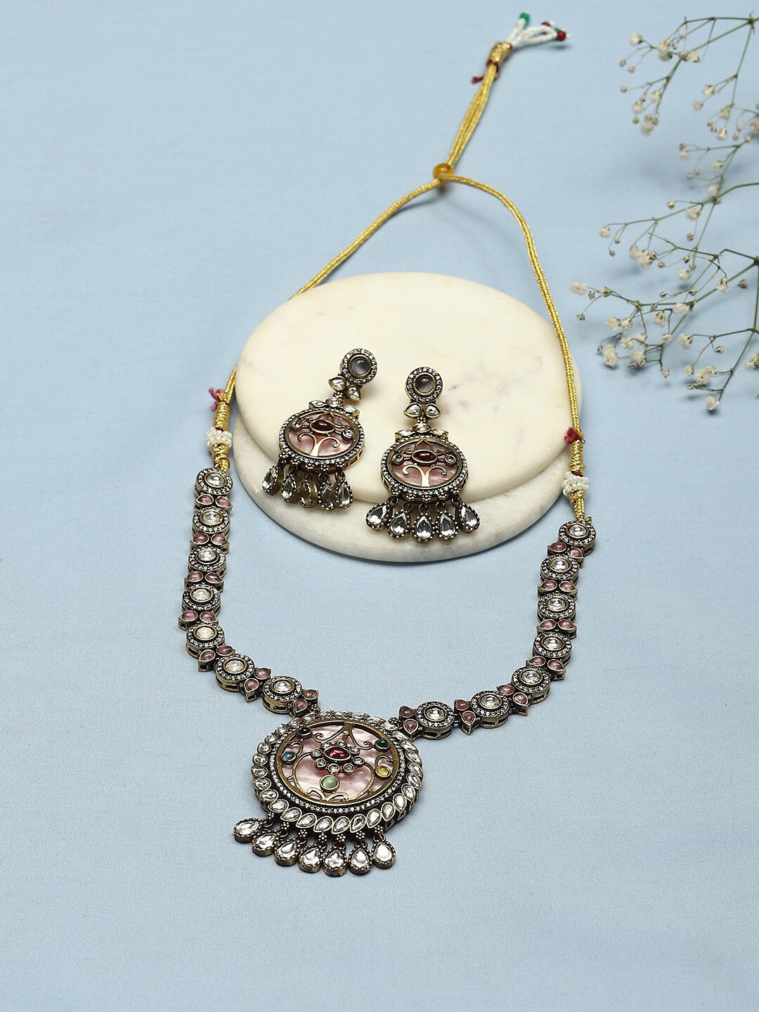 

Biba Silver-Plated Stones-Studded Jewellery Set