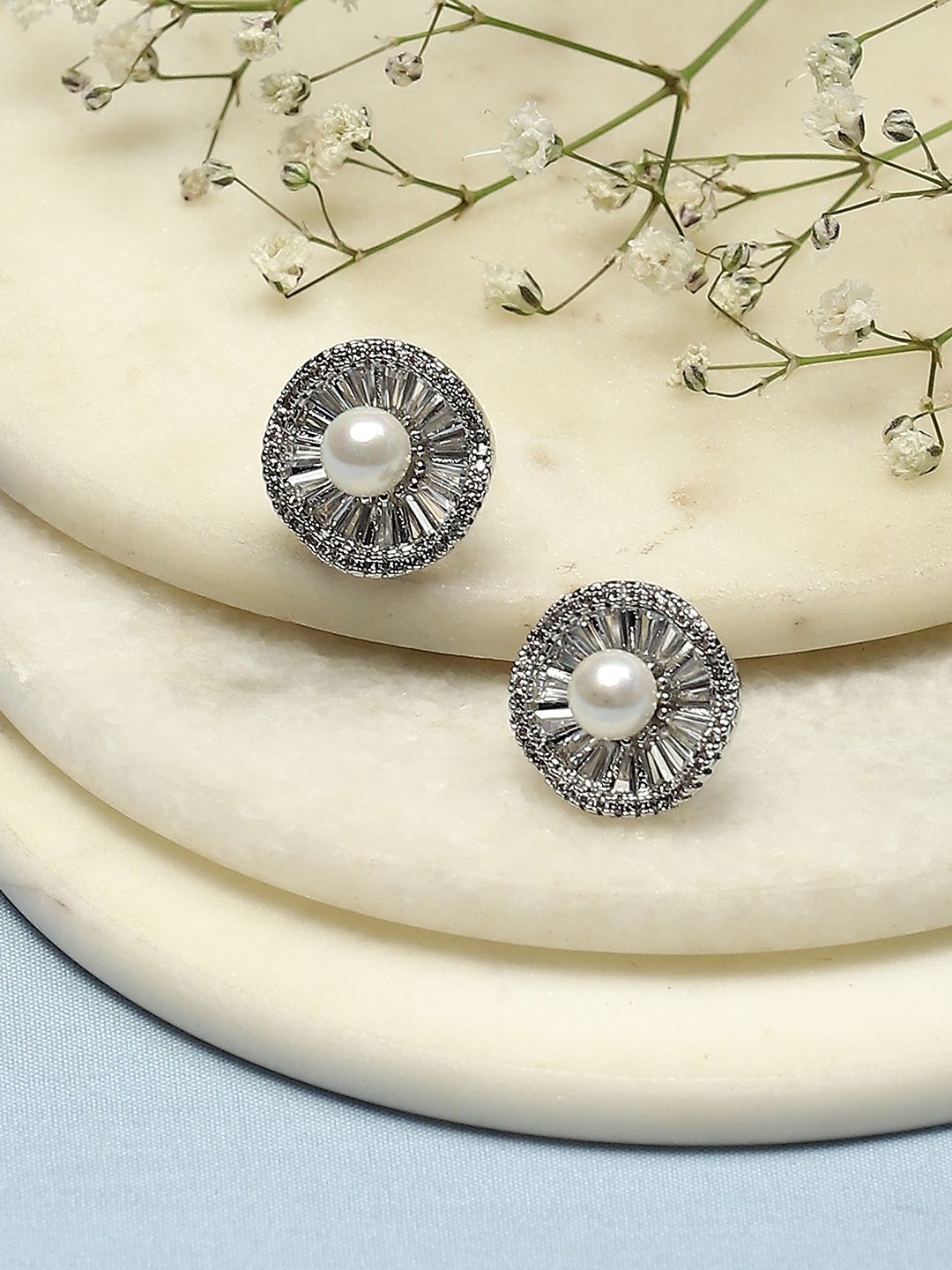 

Biba Silver-Plated Contemporary Studs Earrings