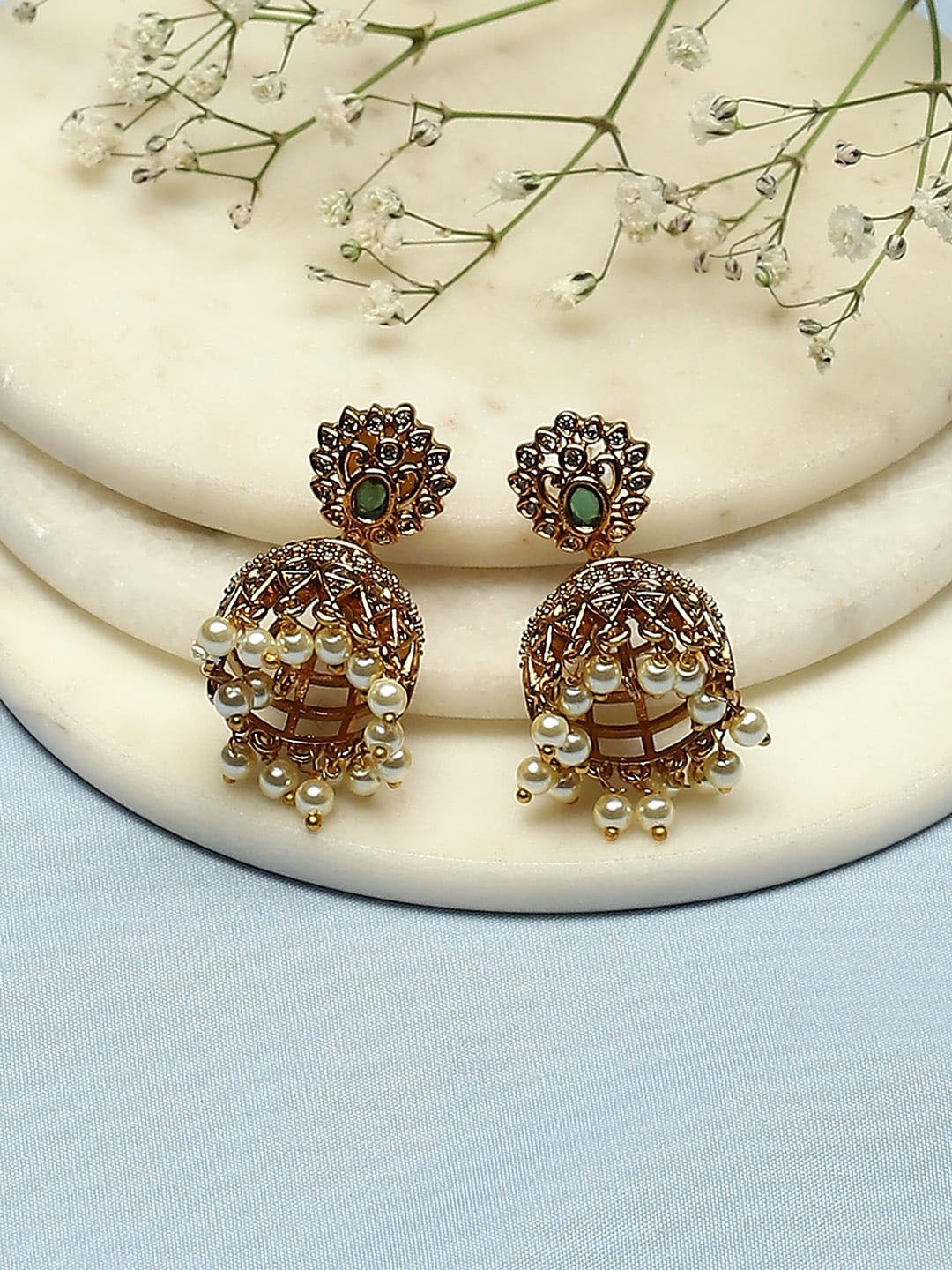 

Biba Contemporary Jhumkas Earrings, Gold