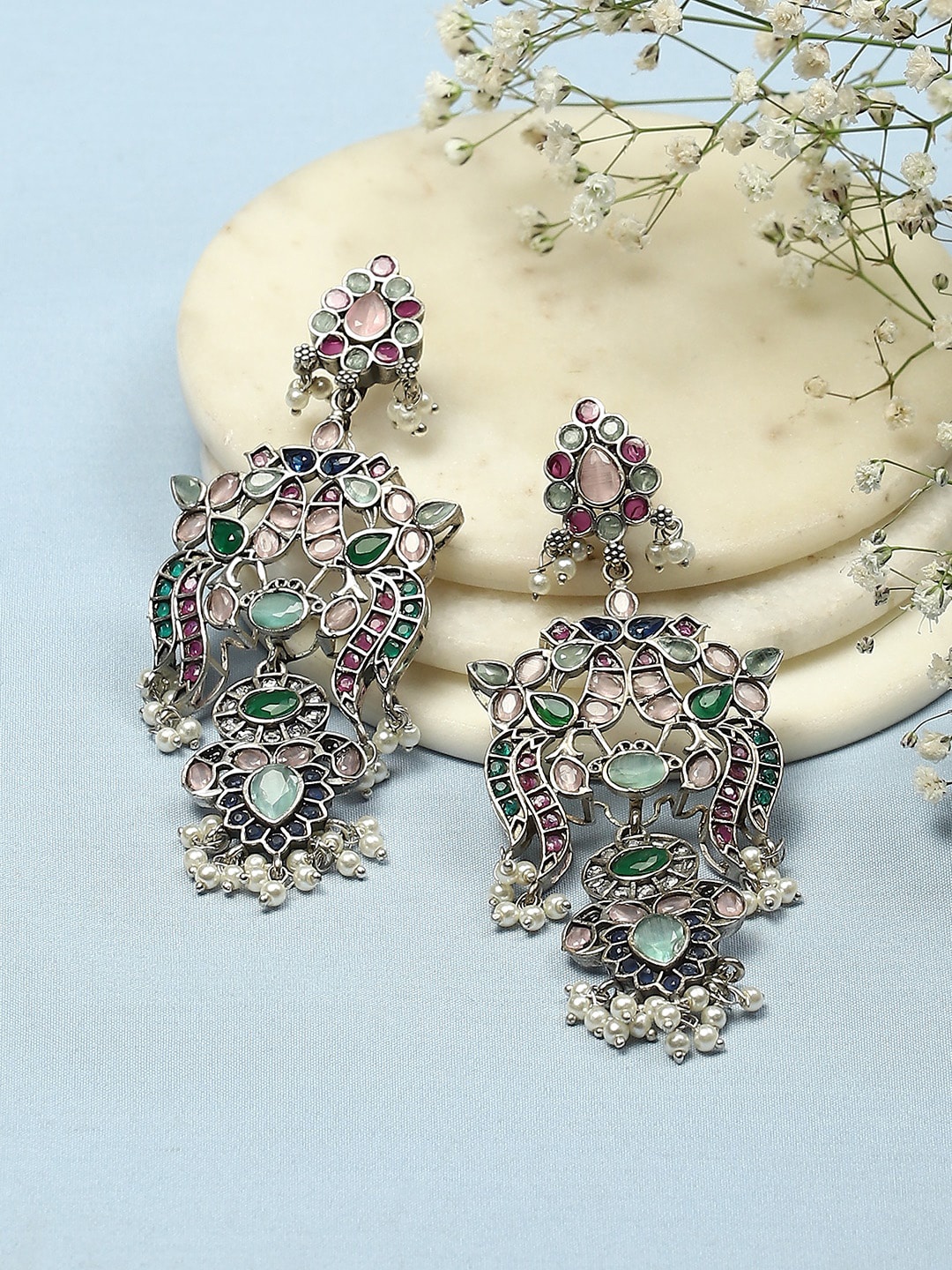 

Biba Brass Silver-Plated Classic Drop Earrings