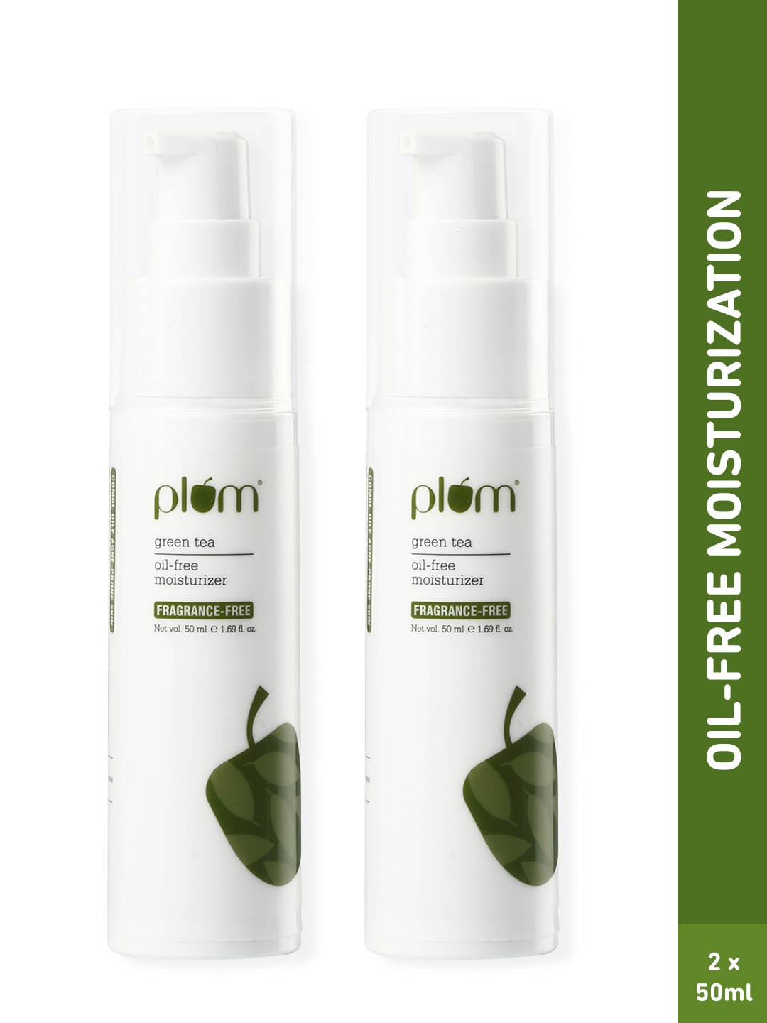 

Plum 2Pcs Green Tea Oil-Free Moisturizer With Niacinamide & Hyaluronic - 50ml each, White